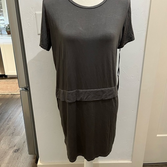 Anthropologie Michael Lauren Gray Stretch Knit Short Sleeve Shift Dress … - Picture 3 of 11